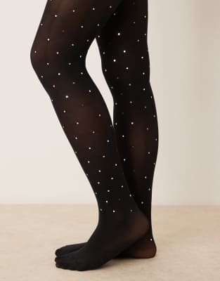 New Look New Look diamante tights in black