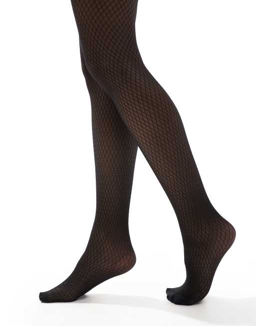 New Look diamond stitch tights in black ASOS