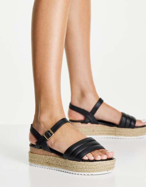 New Look - Doorgestikte sandalen met plateauzool in zwart, 2 van 4
