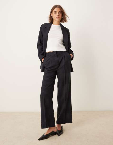 New Look wide leg pinstripe tailored trouser co-ord in navy