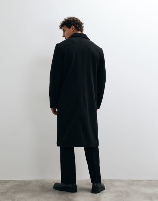 New Look double breasted faux wool coat in black , 3 of 5