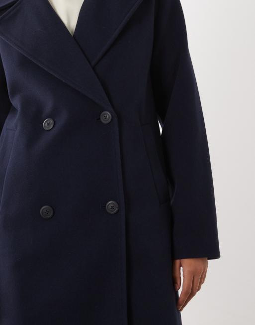 New Look double breasted longline coat in navy, 3 of 4