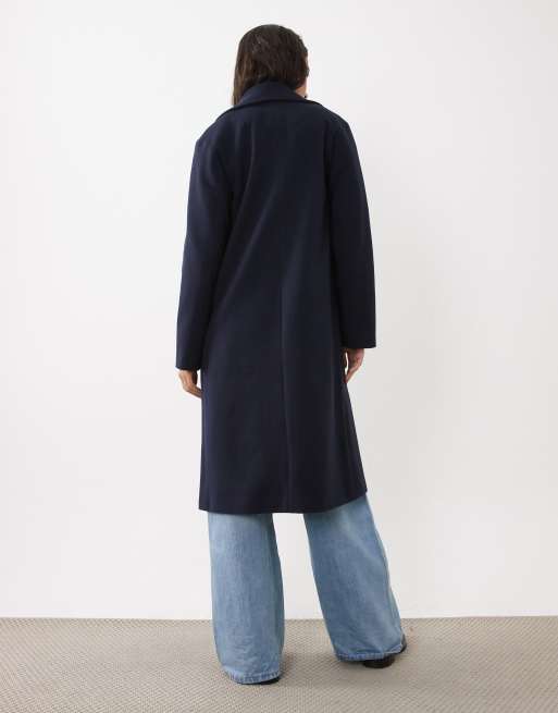 New Look double breasted longline coat in navy, 4 of 4
