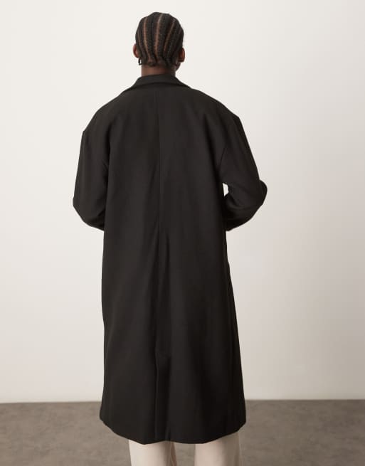 New Look double breasted overcoat in black ASOS