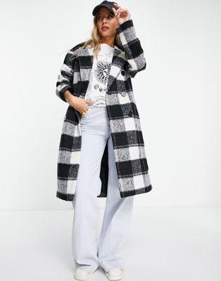 New Look double breasted oversized coat in gingham