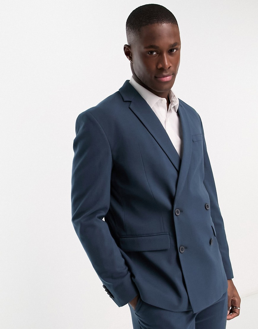 New Look double breasted suit jacket in navy