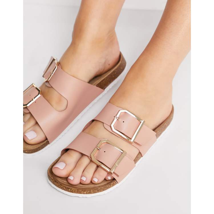 Rose gold best sale double buckle sandals