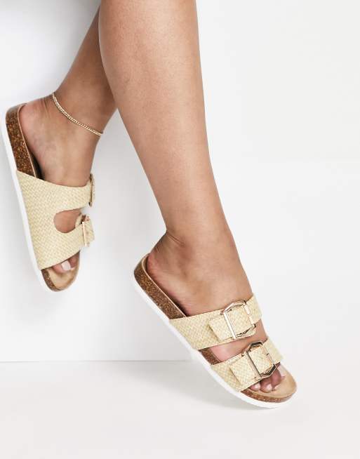 MAYA Chunky Buckle Sliders - Beige