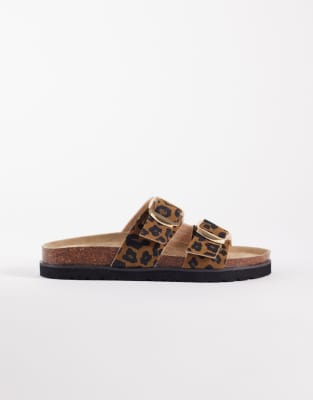 New Look double buckle sandal in leopard print | ASOS
