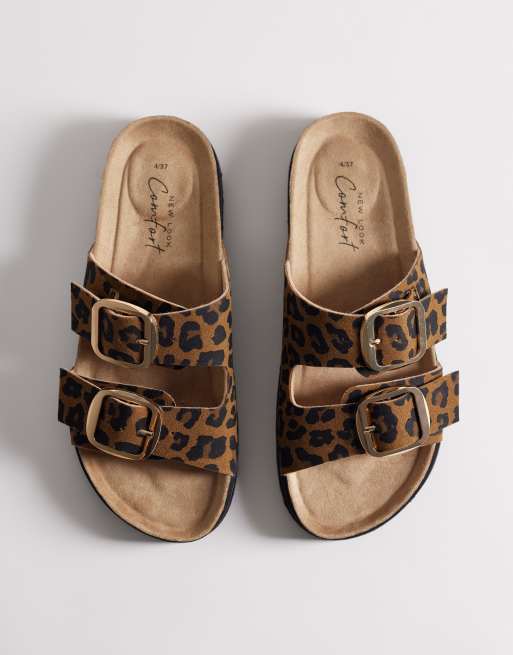 New Look double-buckle sandals in leopard print, 2 of 4