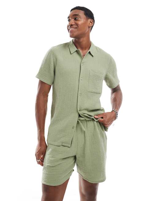 New Look double cloth shorts co-ord in light green, 2 of 5