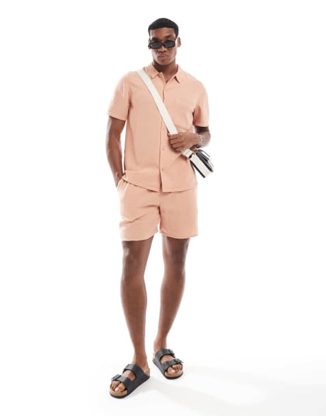 New Look double cloth shorts co-ord in light peach - view 1