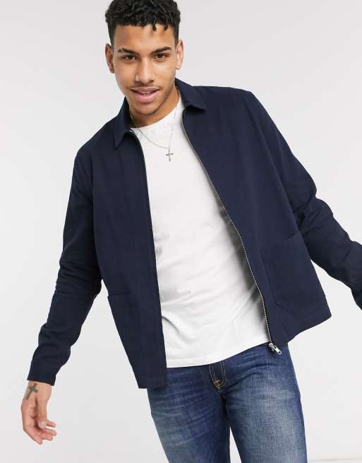 New Look double pocket shacket in navy | ASOS