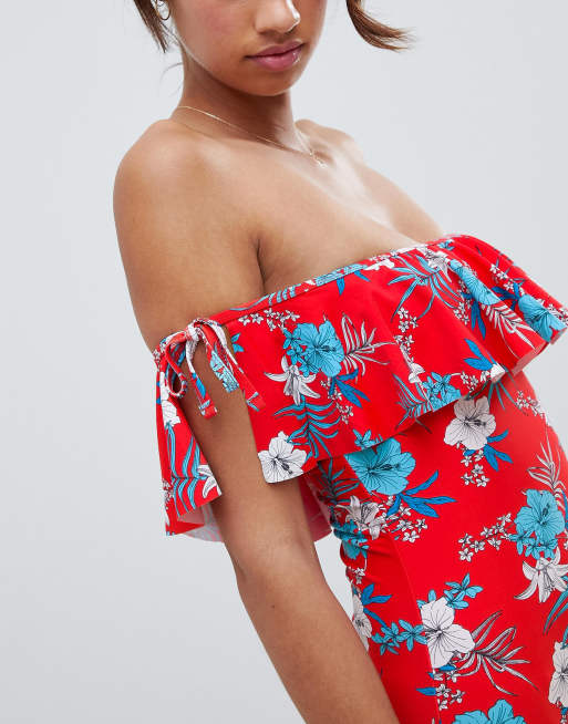 New Look Double Ruffle Bardot Swimsuit, 3 of 4