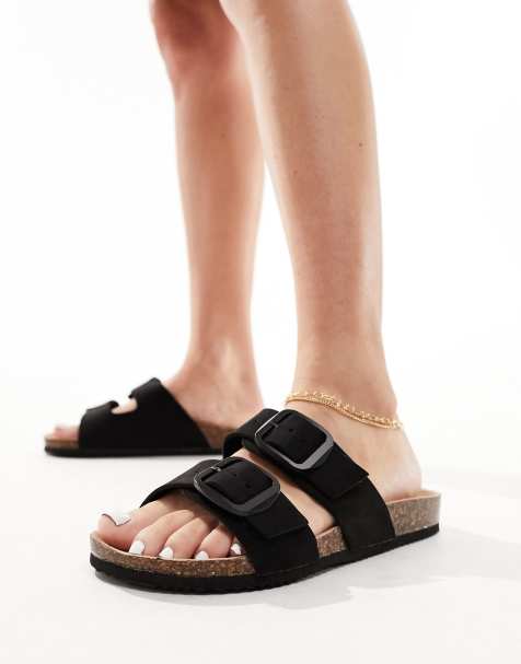 Women s Sandals Flat Chunky Black Sandals ASOS