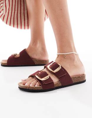  double strap sandal in burgundy