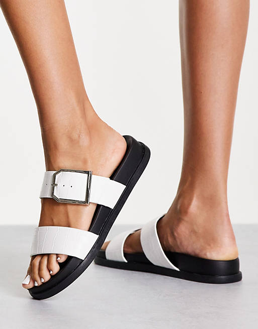 Shoes Flat Sandals/New Look double strap sandal in white 