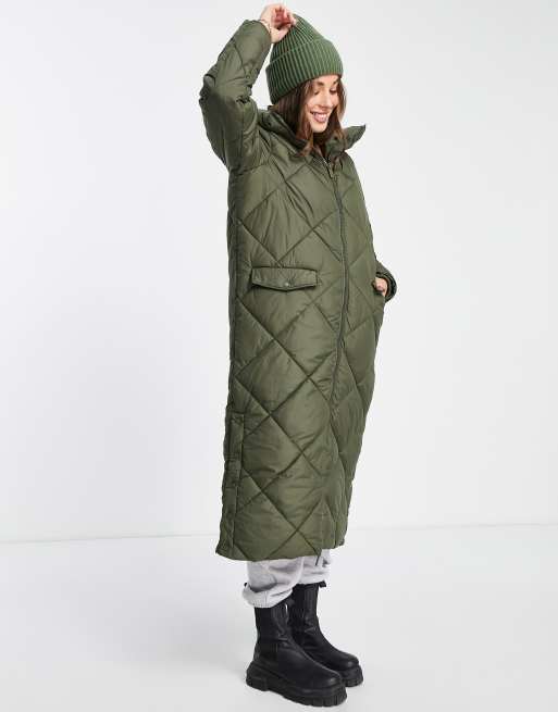 New Look - Doudoune longue matelassée - Vert, 4 de 4
