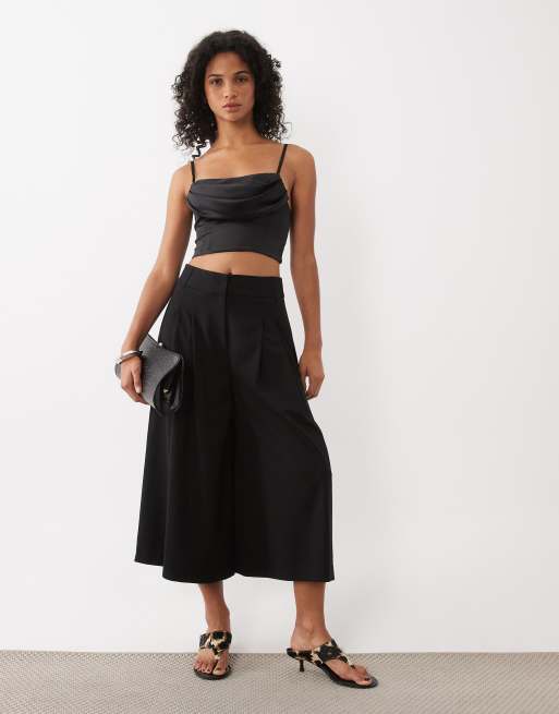 New Look drape corset detail satin top in black, 2 of 4