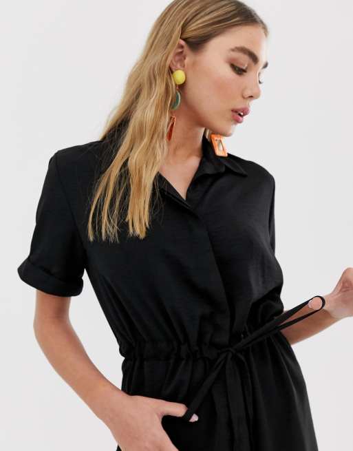 Drawstring waist outlet shirt dress