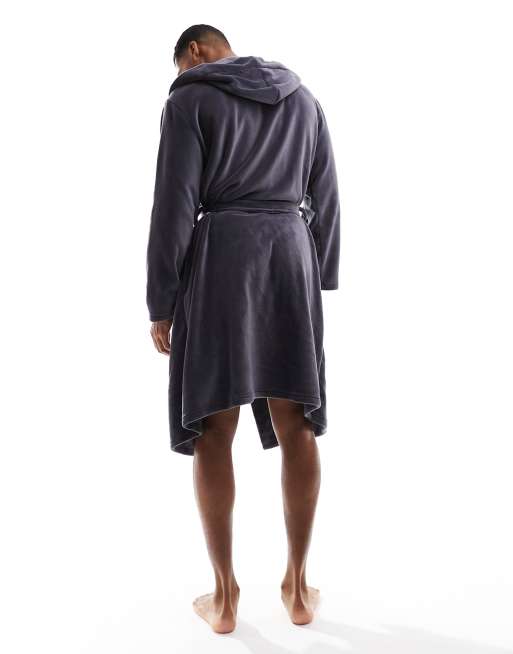 dark grey dressing gown Thom Sweeney - Charcoal Brushed Cotton Dressing Gown