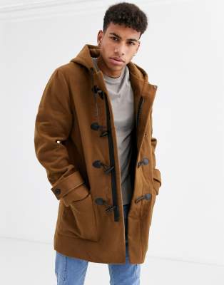 New Look duffle coat in camel-Black Black