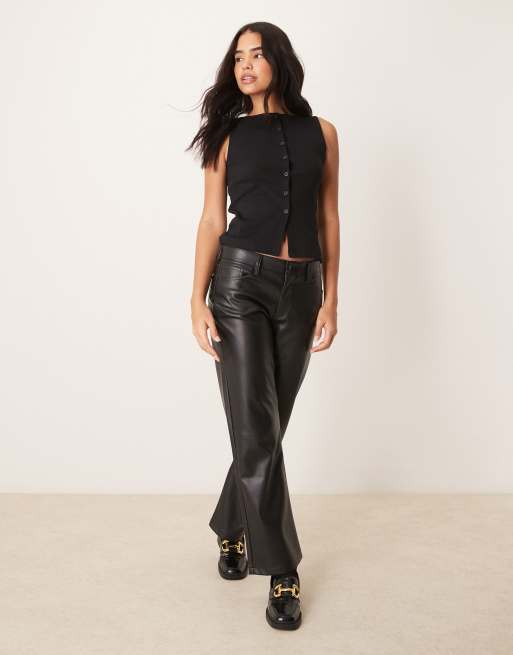 New Look – Durchgeknöpftes Tanktop in Schwarz mit U-Boot-Ausschnitt, 2 von 4