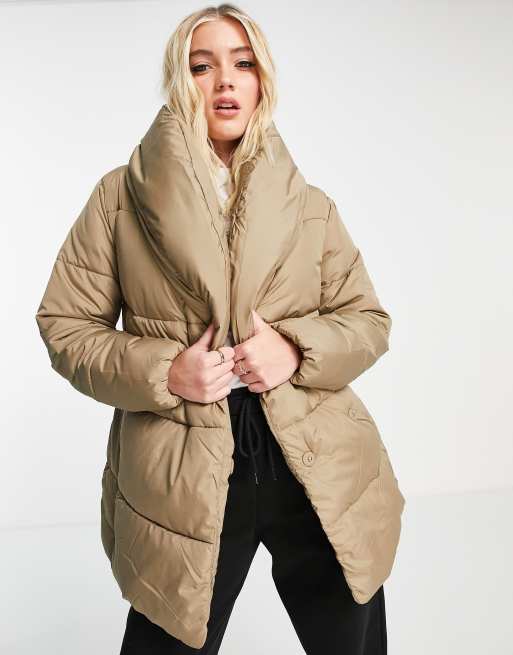 Wrap Belted Duvet Puffer Jacket