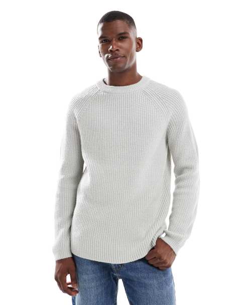 New Look fisherman knit jumper in grey marl