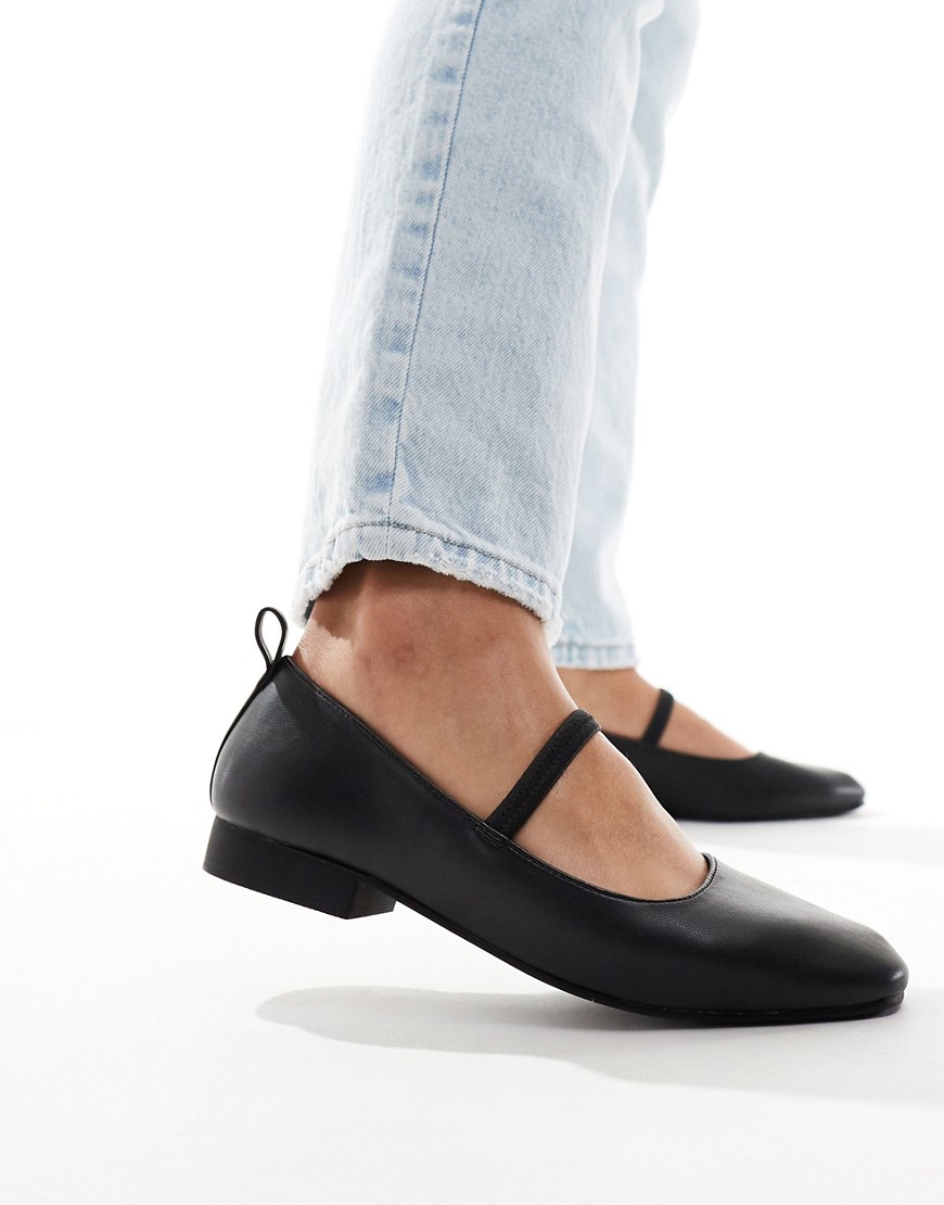New Look elastic toe mary jane shoe in black
