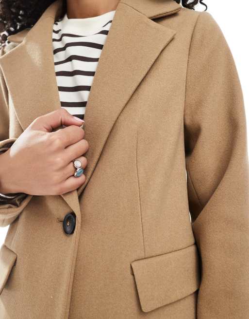 New Look – Elegancki camelowy płaszcz, 3 z 4