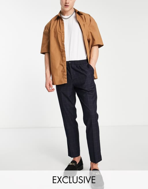 New Look – Eleganckie dopasowane spodnie z krótszymi nogawkami w kratę
