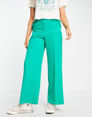 New Look - Elegante broek met wijde pijpen in felgroen