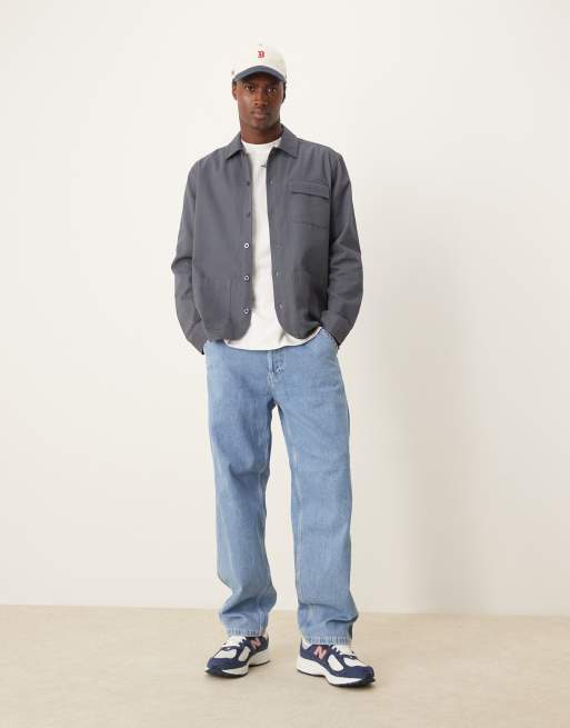 New Look – Elegante Hemdjacke aus Twill in Marineblau ASOS