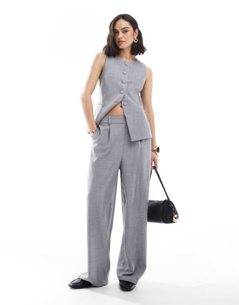 New Look – Elegante Hose in Grau mit weitem Schnitt, Kombiteil - view 1