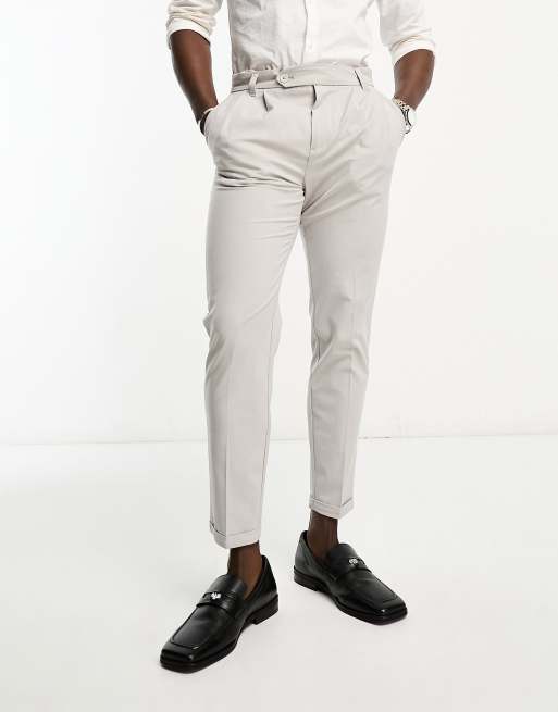 New Look – Elegante Hose in Leinenoptik in Stone