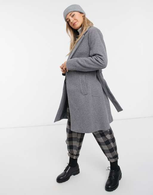 New Look - Elegante jas met riem in grijs