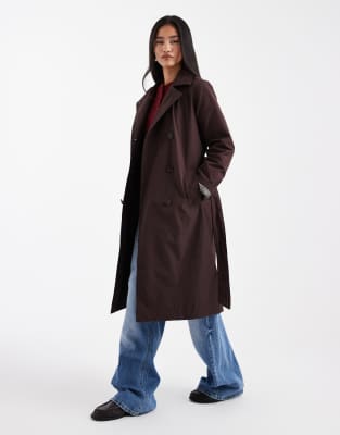 New Look - Eleganter Trenchcoat in Dunkelbraun-Brown