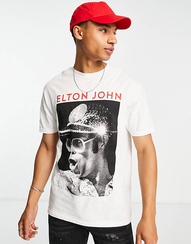 New Look - elton john t-shirt in white