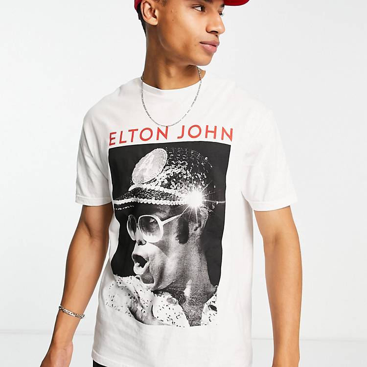 New Look Elton John T-shirt in white | ASOS