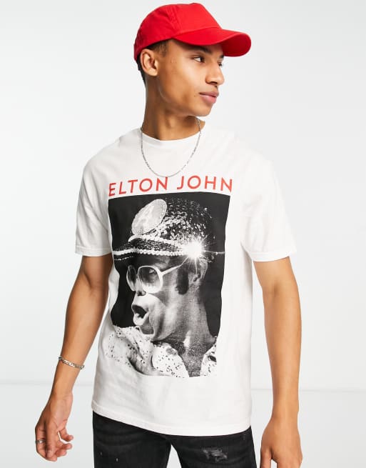 New Look Elton John T-shirt in white