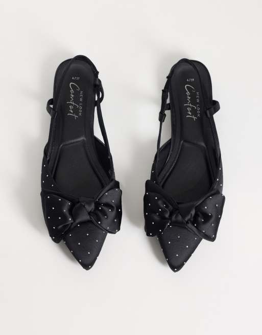 New Look embellished bow slingback in black, 2 of 4