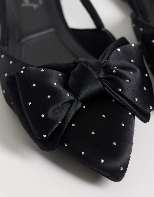 New Look embellished bow slingback in black, 3 of 4