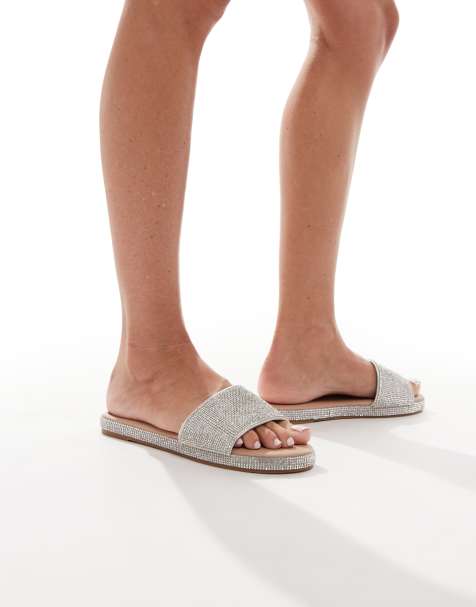 New Look embellished flatform sandal in silver - view 1