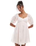 [New Look] New Look embroidered button through mini dress in pink 6 Light pink