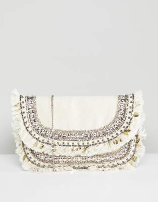 new look silver clutch bag
