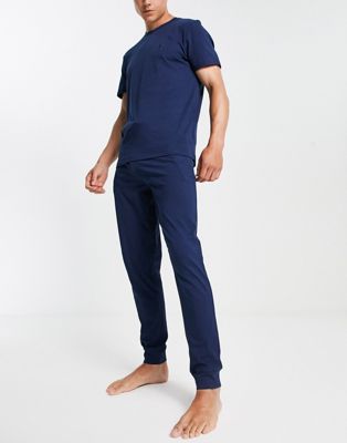 New Look embroidered jogger pyjama set in navy - ASOS Price Checker