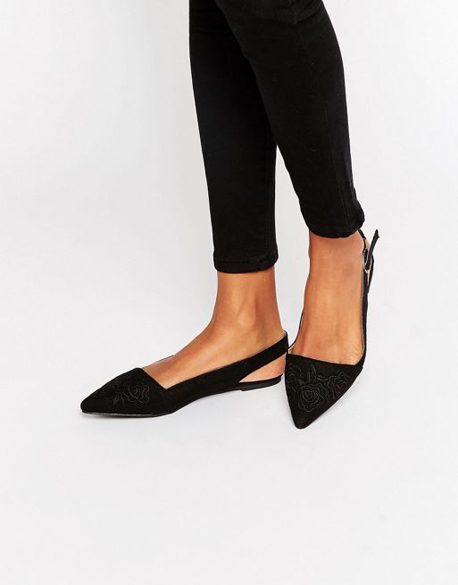 New Look Embroidered Sling Back Pointed Shoe | ASOS
