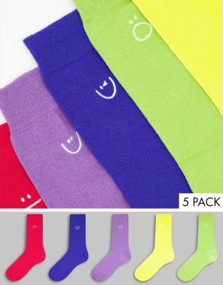 New Look New Look embroidered socks in bright multi