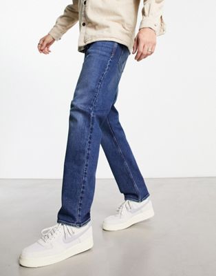 New Look emmett slim rigid jeans in dark blue - ASOS Price Checker